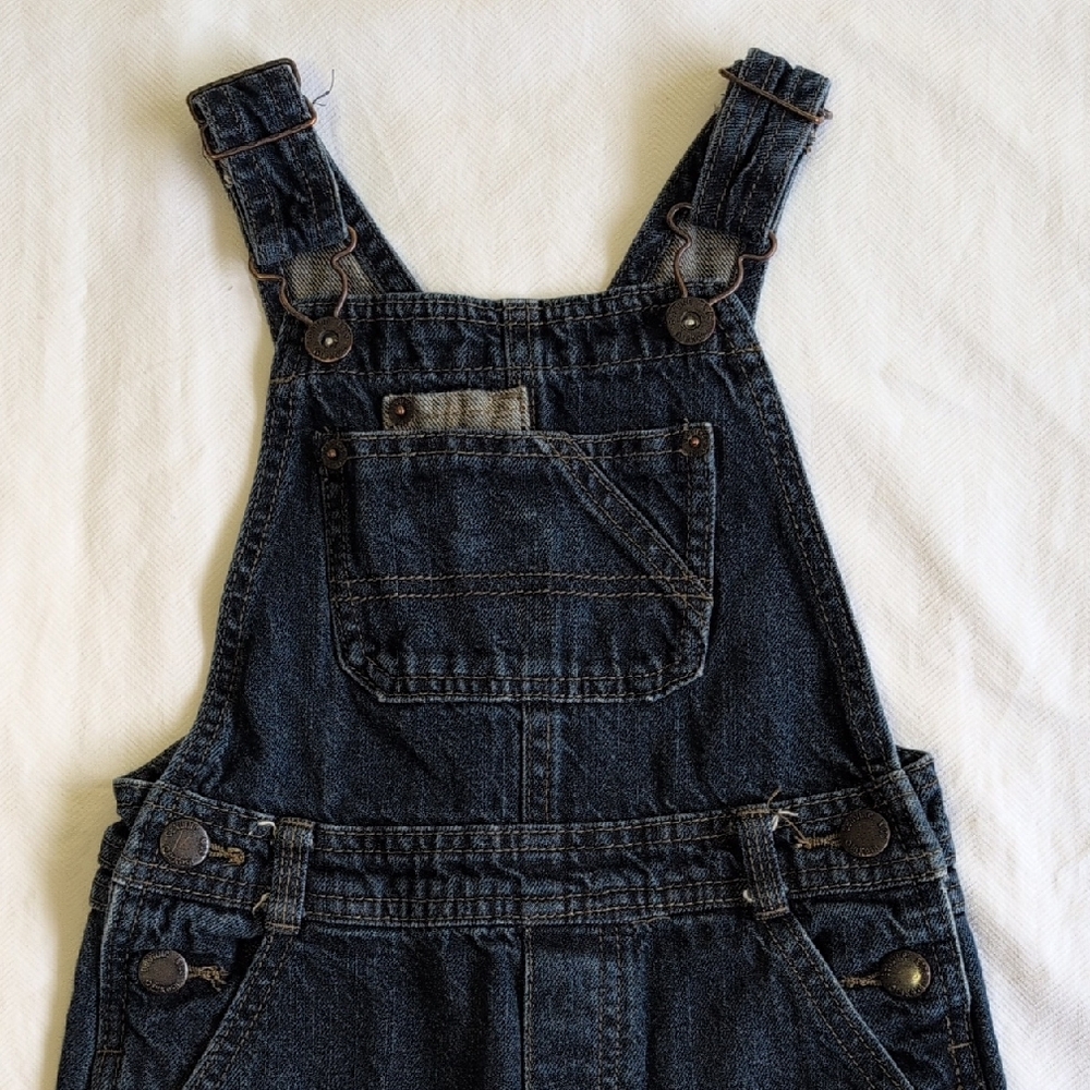 genuine kids oshkosh dark wash wide leg carpenter overalls 3T unisex toddler